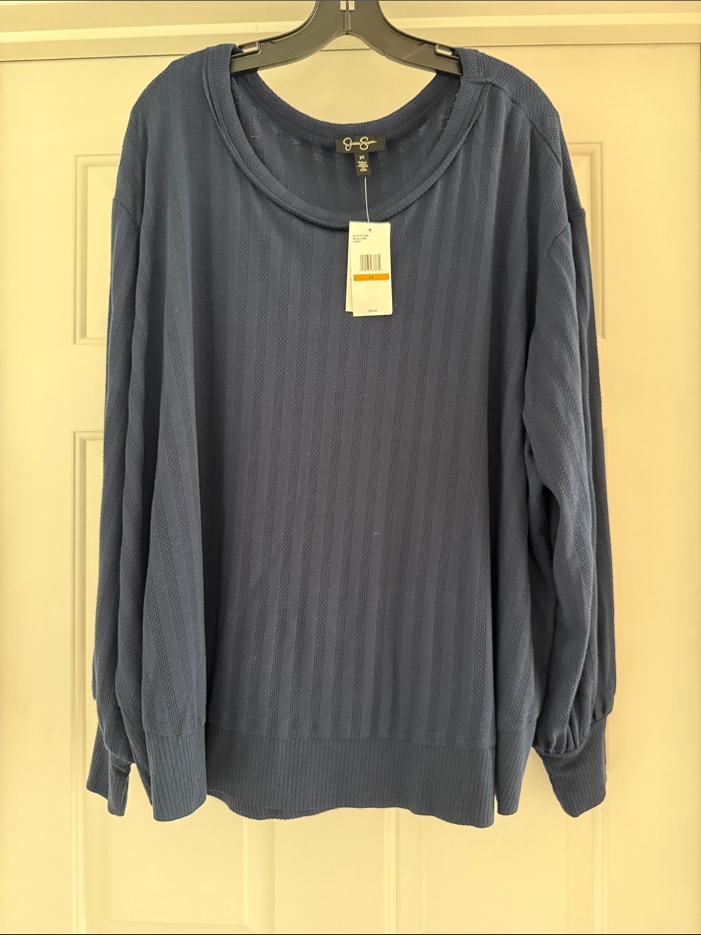 Jessica Simpson Slate Blue Textured Crew Neck Sweater